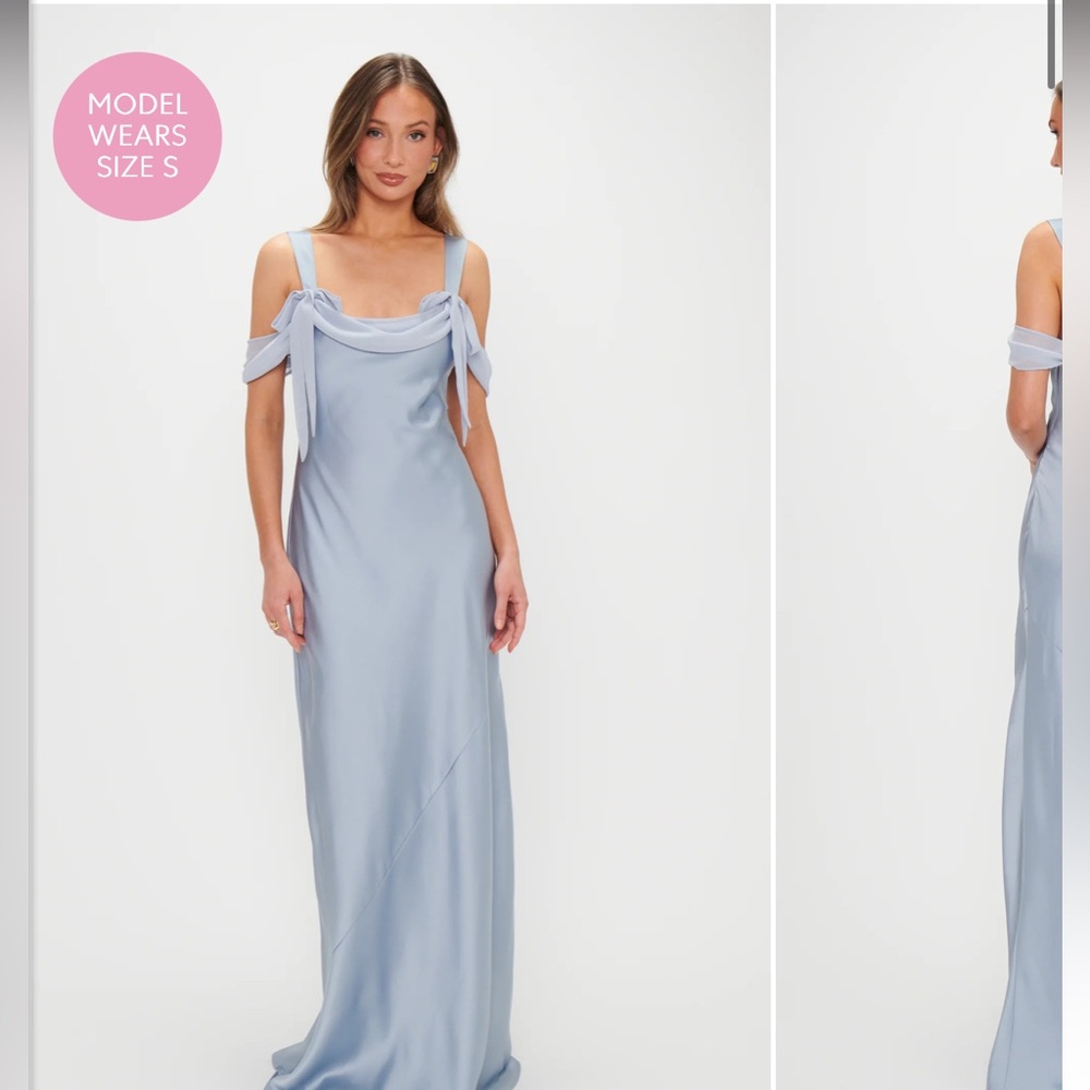 Show Me Your MuMu Sky Bella Maxi Steele Blue Luxe Satin